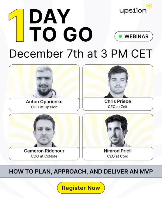 Upsilon’s Webinar - How to Plan, Approach, and Deliver an MVP | December 7th at 3 PM CET