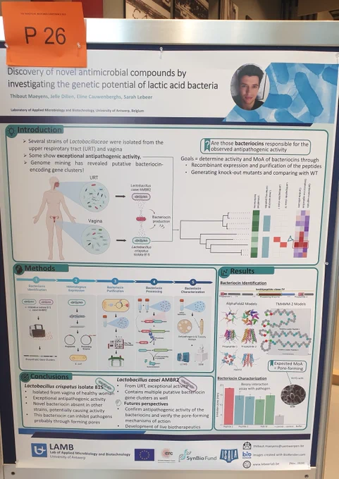 The winning poster on the topic "Discovery of novel antimicrobial compounds by investigating the genetic potential of lactic acid bacteria". 
