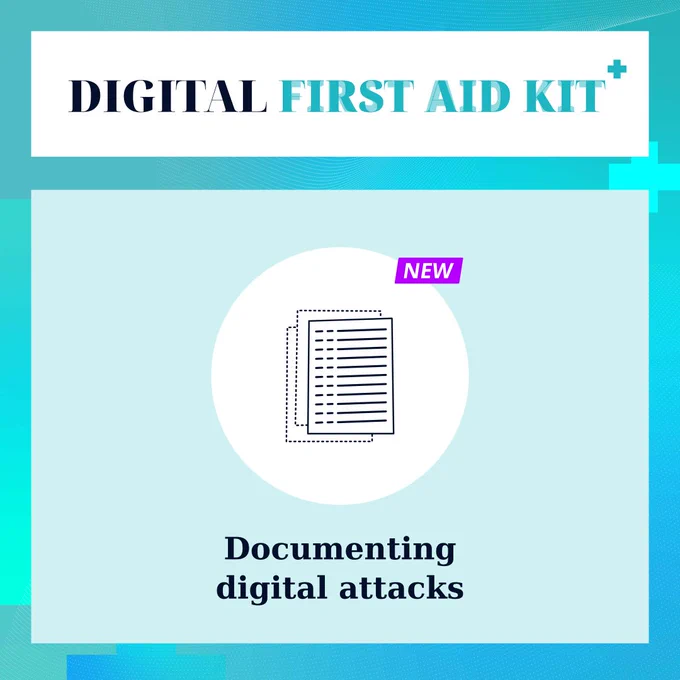 Illustration of a pile of papers and the title: Documenting digital attacks.