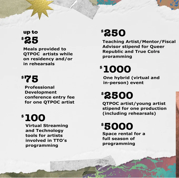 A financial breakdown ranging from $25-$5,000 detailing the benefits of being a TTO donor.