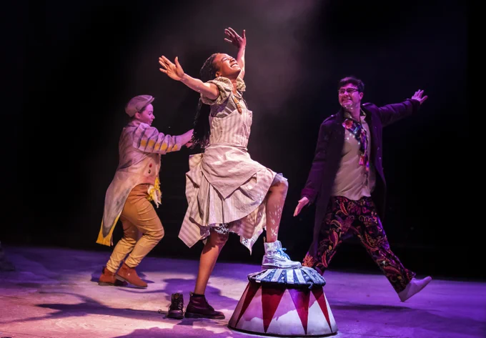 Evlyne Oyedokun, Katie Tranter and Charlie Venables in Cinderella: A Fairytale.