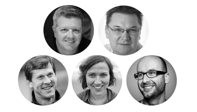 Photos of the SpeedCurve team of performance experts: Cliff Crocker, Andy Davies, Steve Souders, Tammy Everts, and Mark Zeman