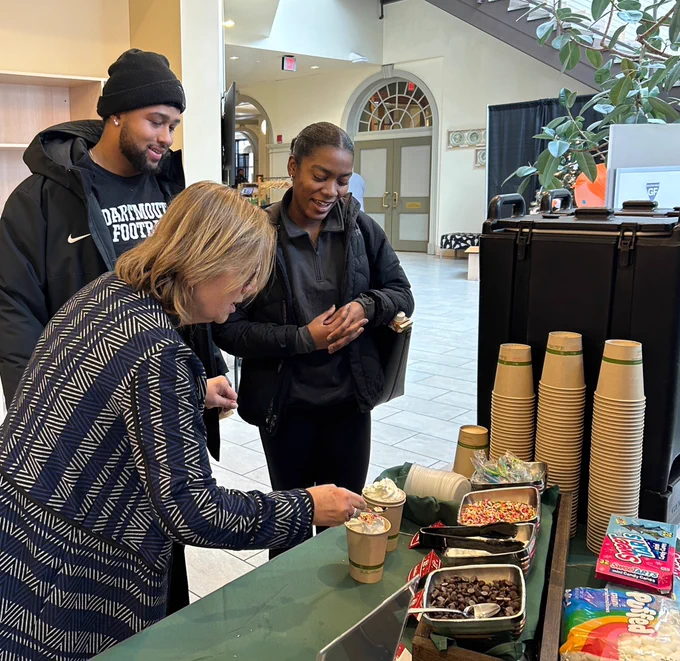 Here’s an image of students enjoying cocoa from our hot chocolate bar inside 1953 Commons.