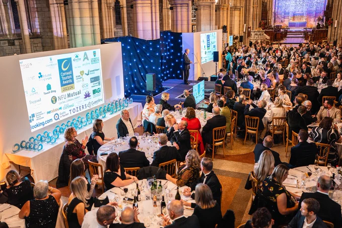 Aerial shot of the Tourism Awards inside Truro Cathedral