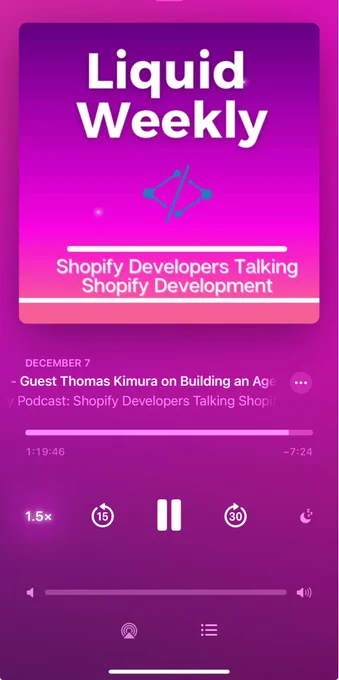 Liquid weekly on apple podcast with text that reads guest Thomas Kimura on building an ag…