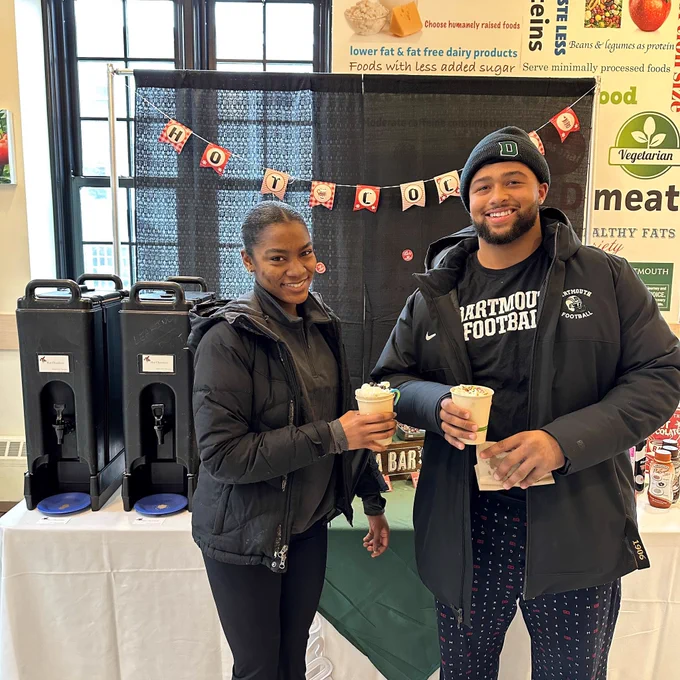 Here’s an image of students grabbing cocoa at our hot chocolate bar yesterday.