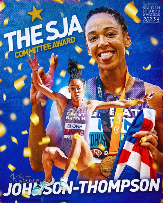 The #SJA2023 Committee Award goes to Katarina Johnson-Thompson!

She fought back from injury and self-doubt and ran a top quality 200m, an excellent long jump and an incredible 800m to take the gold medal at the World Championships by just 20 points.

Congratulations Katarina!🥇