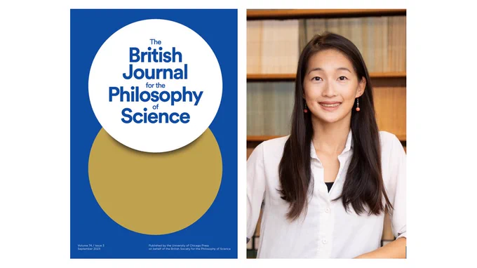 Cover of British Journal for the Philosophy of Science and headshot of Alice Huang.