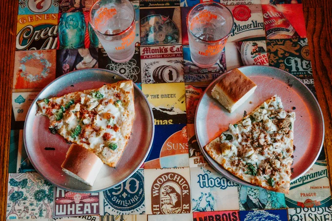 Slices of pizza at Yia Yia's