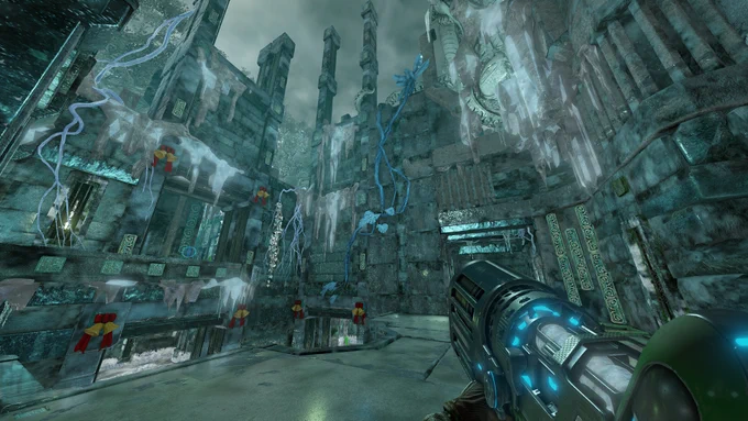 The map Awoken is covered in ice during this season. Ranger holds the new FROSTGORE Rocket Launcher.