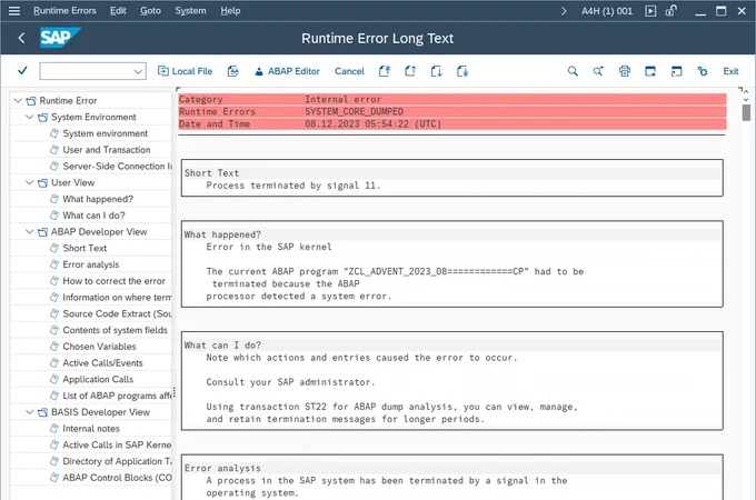 SYSTEM_CORE_DUMPED during Advent of Code programming