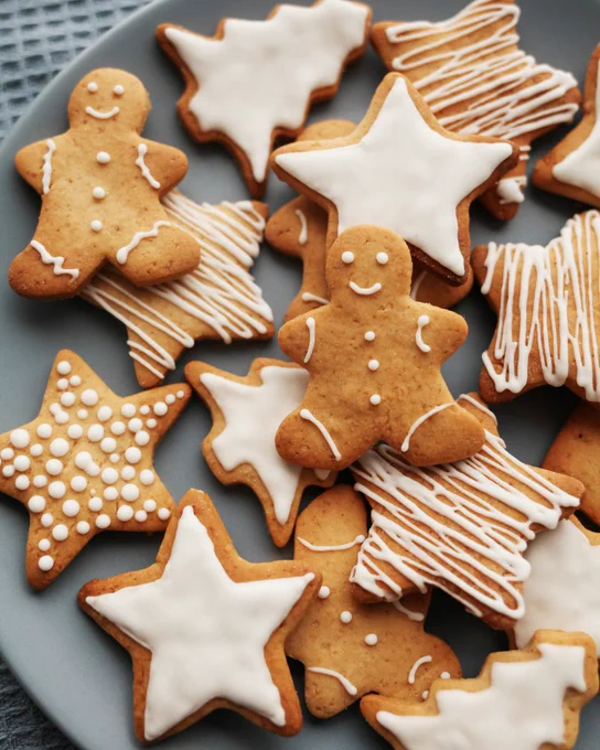 image of holiday cookies made on an American Range Convection Oven and placed on gray plate
