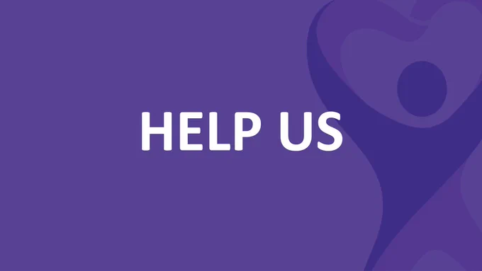 Purple banner featuring part of the Fife Health Charity logo and the words "Help us".