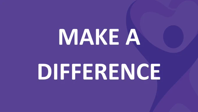 Purple banner featuring part of the Fife Health Charity logo and the words "Make a difference".