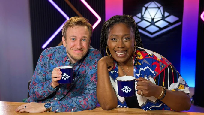 Tabletop News Hosts Nathan Ondracek & Giselle LeBleu Gant at the desk