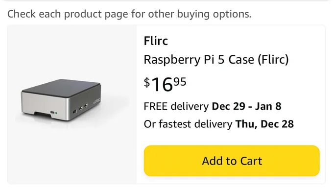 Flirc Pi 5 case at Amazon