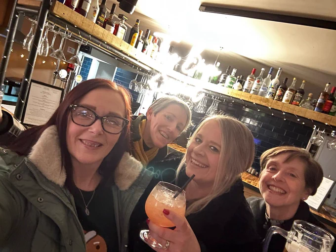 Selfie of 4 of us  in the downstairs bar