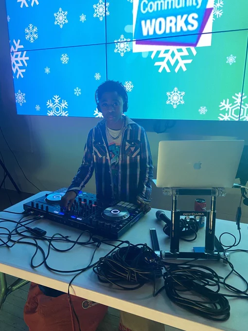 Dj Arrow on the decks at the Lambeth Festive Jam