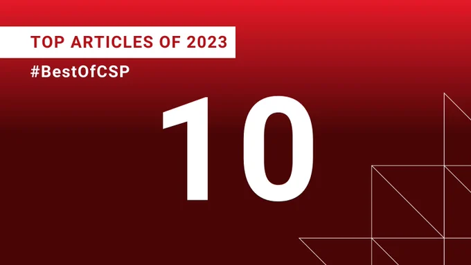 A graphic celebrating Canadian Science Publishing's Top Articles of 2023 Countdown. White text on a red background reads: "TOP ARTICLES OF 2023: #10." On the left side of the graphic is the hashtag #BestOfCSP.