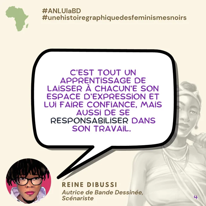 Slide 4: Dans la bulle il est écrit : C'est tout un apprentissage de laisser à chacune son espace d'expression et lui faire confiance, mais aussi de se responsabiliser  dans son travail. 