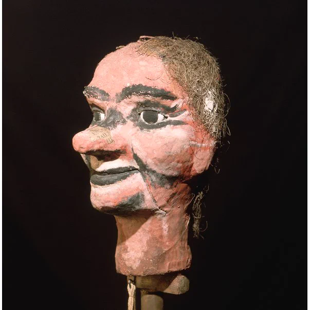 Colour photo: The head of a ventriloquist’s dummy.
