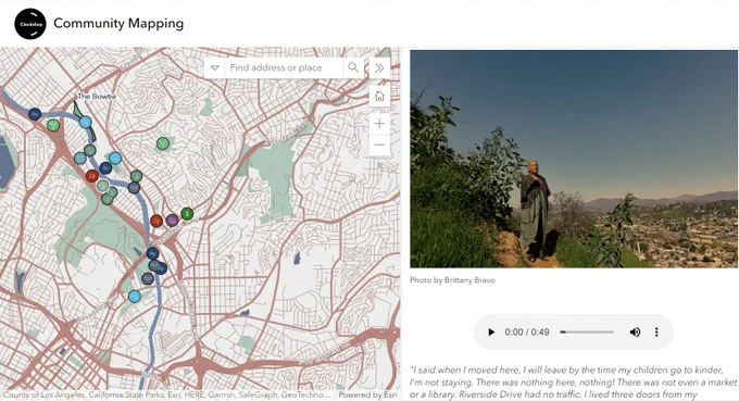 A map highlighting stories from community members in Northeast LA