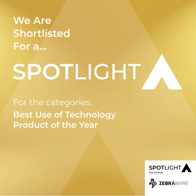 We (Zebraware) are shortlisted for a SPOTLIGHT Rail Award, for the categories "Best Use of Technology" and "Product of the Year".