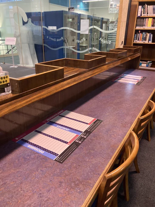Image of KnowHow  revision planners on desks in the Harold Cohen Library
