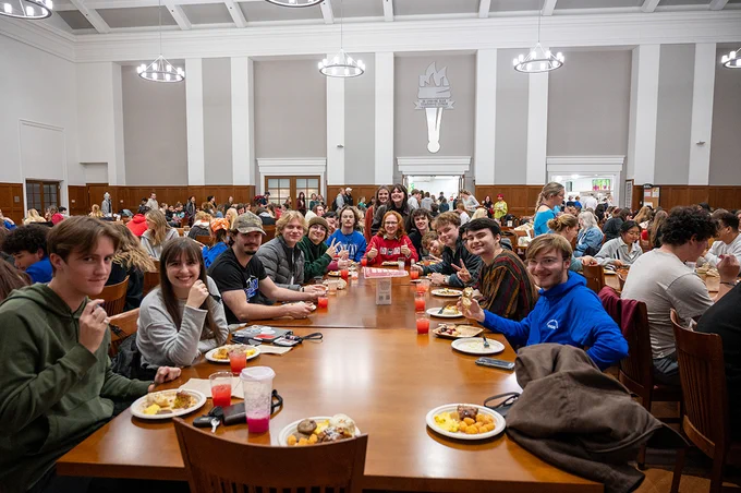 Transylvania students at a table