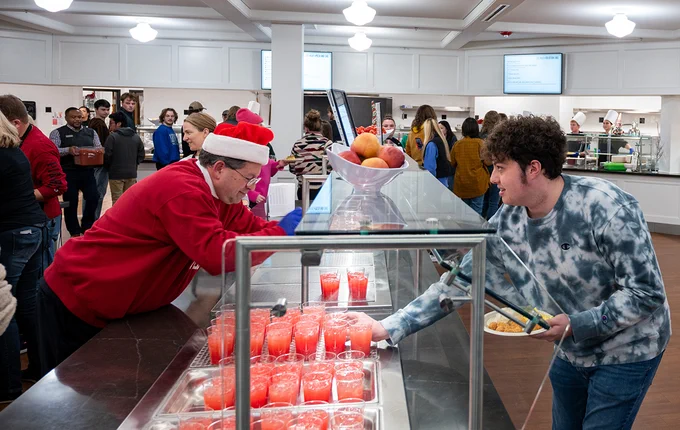 Transylvania students getting food