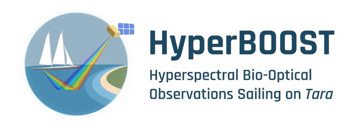 Project logo featuring a sailing boat (schooner) and satellite with coloured swath hitting the water. 