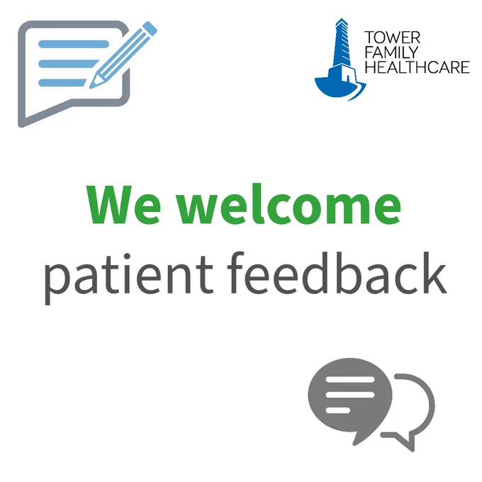 A graphic letting patients know that their feedback is welcomed.