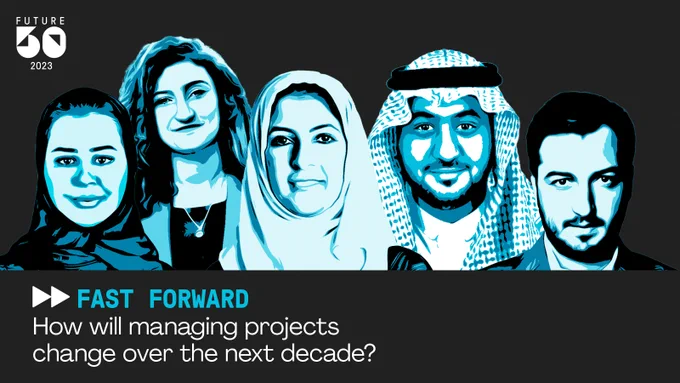 [headshots w/blue honeycomb treatment]

Fast Forward
How will managing projects change over the next decade?
