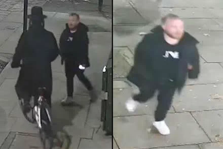 Two photos, side by side, showing a man officers want to speak to following an antisemitic incident in Stamford Hill.