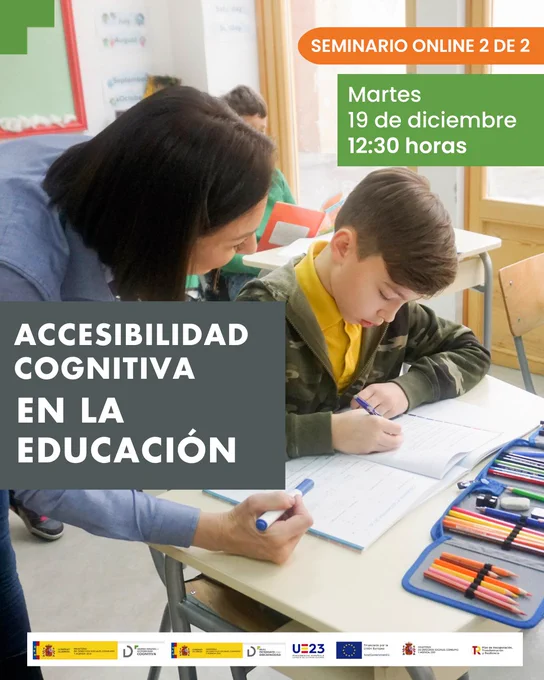 foto de fondo: profesora atiende a alumno
seminario online 2 de 2
Martes 19 de diciembre
12:30 horas
Accesibilidad cognitiva en la educación