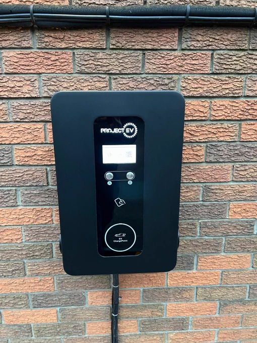 Electrician I. Kettering installed the 22kw wall charger for electric vehicles