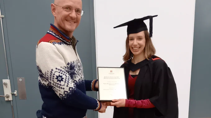 3 students received prizes for best dissertations: Katharine Somerville-Hall and Dan Loader (MSc Environmental Forestry) and Guy Herrmann - (MSc Conservation & Land Management). Well done one all all.