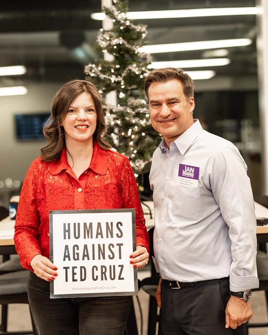 Executive Director Kathleen Thompson & Sen. Roland Gutierrez — Progress Texas Holiday Party in Dallas