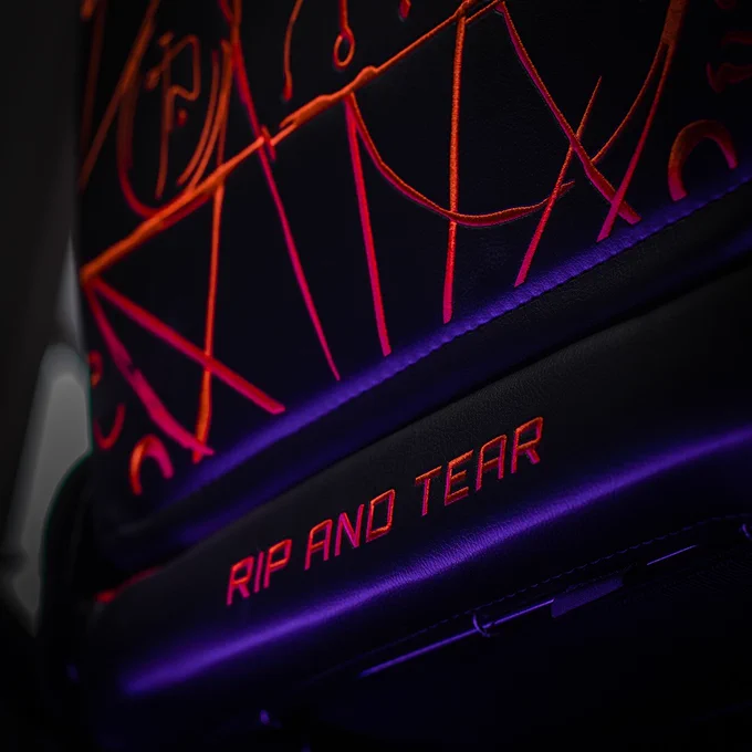 Close up on "rip and tear" stitching. 