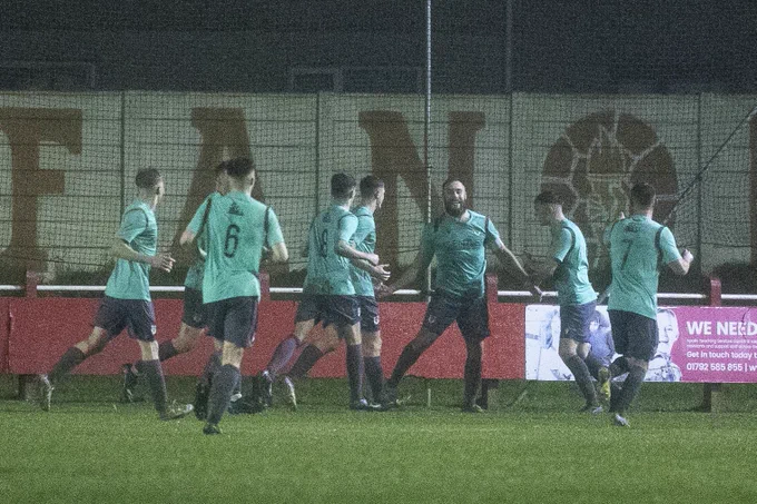 Taffs Well celebrate Vaughn Fowler’s equaliser against Afan Lido
