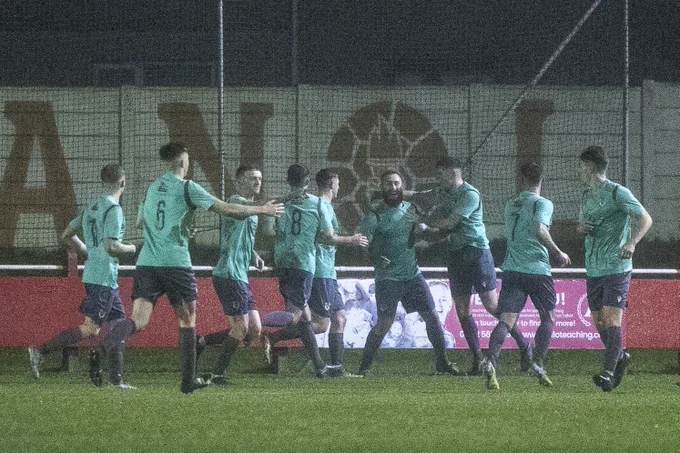 Taffs Well celebrate Vaughn Fowler’s equaliser against Afan Lido