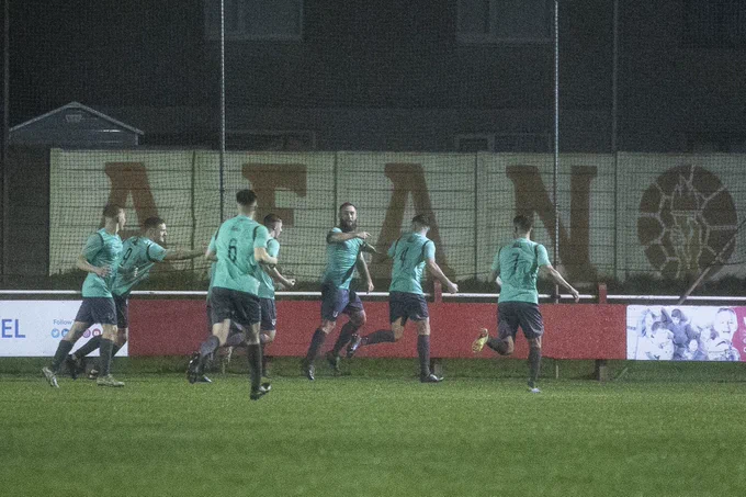 Taffs Well celebrate Vaughn Fowler’s equaliser against Afan Lido