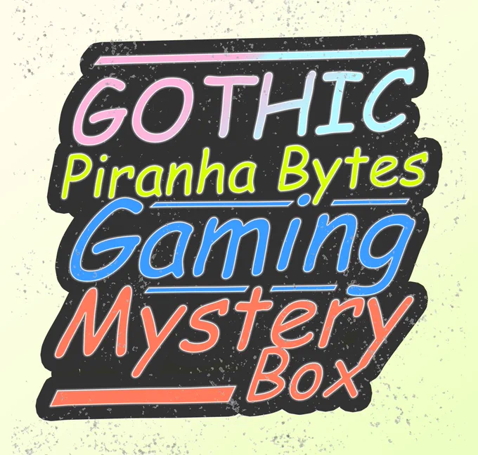 Eine Grafik auf der: „GOTHIC, Piranha Bytes, Gaming, Mystery Вох“ steht.
