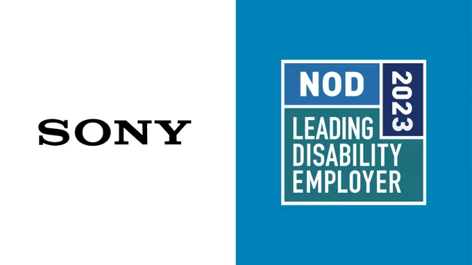 Sony company logo to the left of the NOD Leading Disability Employer Seal logo