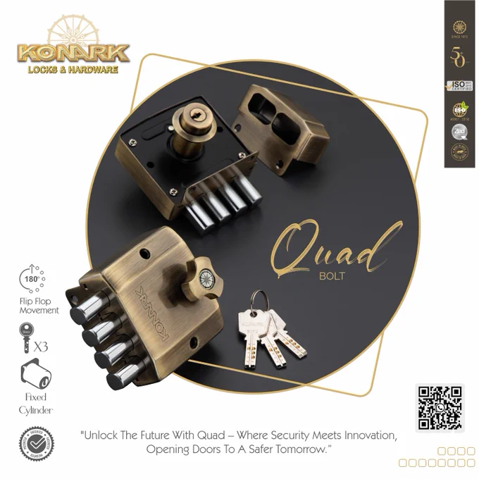 KONARK Locks & Hardware 
Konark Locks and Hardware is a company known for manufacturing locks and related hardware products. They offer a range of security solutions, including door locks, padlocks, and other types of locking mechanisms. Konark is often recognized for its commitment to quality and durability in their products, providing reliable options for residential and commercial security needs. 

Securing houses for 50  Years
For inquiries and orders, contact us:
Konark Metal Products Private Limited

WhatsApp: https://bit.ly/7351122336

🤳  91 7351122336
📨 arjit@konarklocks.com
🌏 www.konarklocks.com
#UltraShieldQuadBullet #UltraSecureCollection
