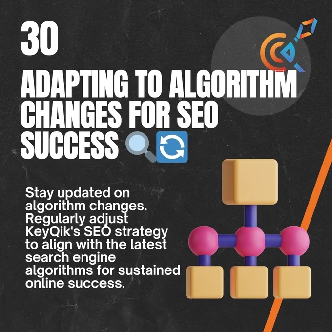 Adapting to Algorithm Changes for SEO Success 🔍🔄
Stay updated on algorithm changes. Regularly adjust KeyQik's SEO strategy to align with the latest search engine algorithms for sustained online success.

Easy Explanation: Imagine if KeyQik's SEO strategy were a game plan. Adapting to algorithm changes is like making sure the game plan always stays ahead, ensuring continuous success in the digital world.

If you found this digital journey insightful, share the knowledge and let the digital revolution begin! 🌐✨
#digitalmarketing #digitalmarketer #ecommerce #dropshipping #AlgorithmChanges #SEOStrategyEvolution #KeyQikGamePlan #DigitalSuccess #AdaptToWin