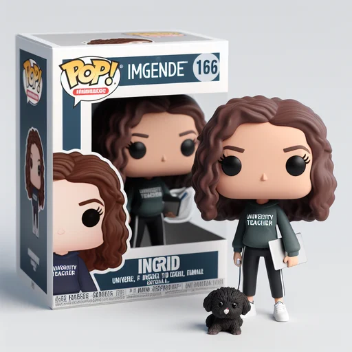 Caja de figura Funko personalizada. Se puede leer imgende e Ingrid