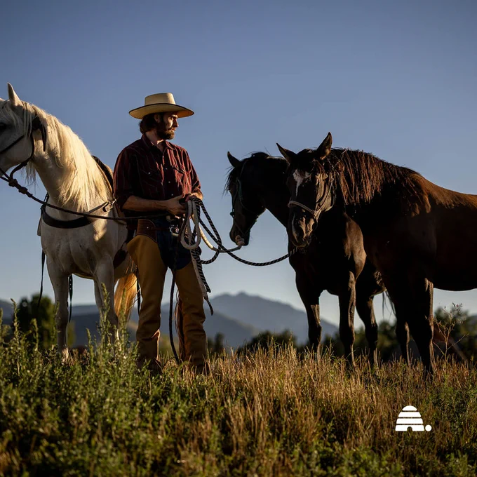 Jake Harvath with his three horses, Bella, Denver and Eddy, at Sage Creek Equestrian in Charleston, Utah. | By Spenser Heaps, Deseret News