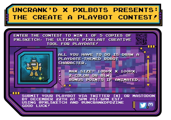 A promotional image talking about the Create a Playbot contest.