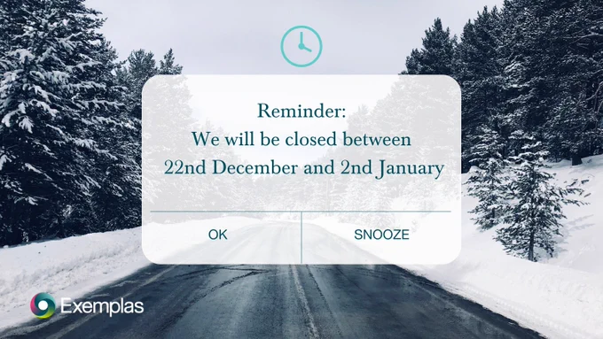 Reminder: We will be closed between 22nd December and 2nd January.